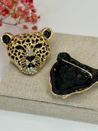 Broche léopard en acier inoxydable dorée 4.5cm