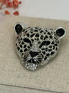 Broche léopard en acier inoxydable argentée - 4.5 cm