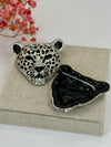 Broche léopard en acier inoxydable argentée - 4.5 cm