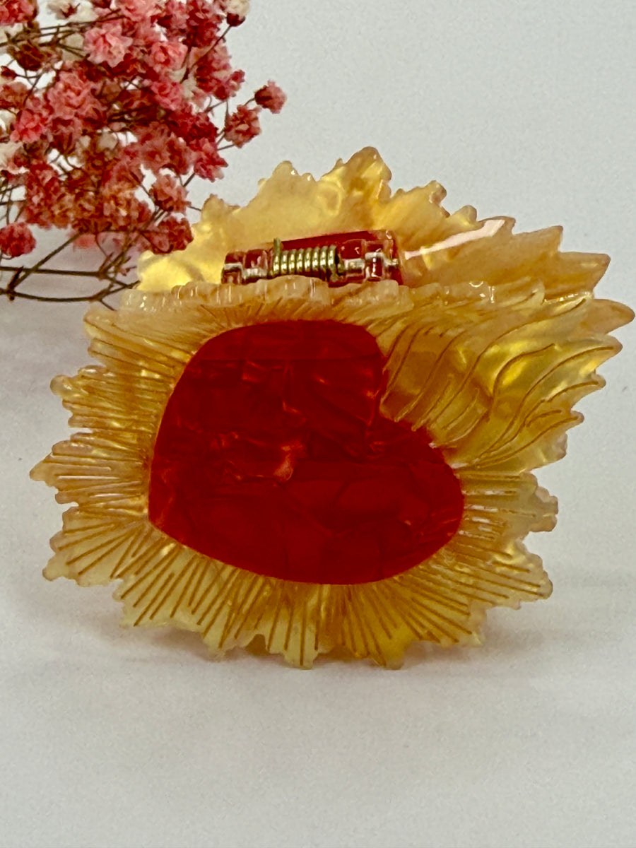 Pince à cheveux cœur rouge en résine – 7 cm