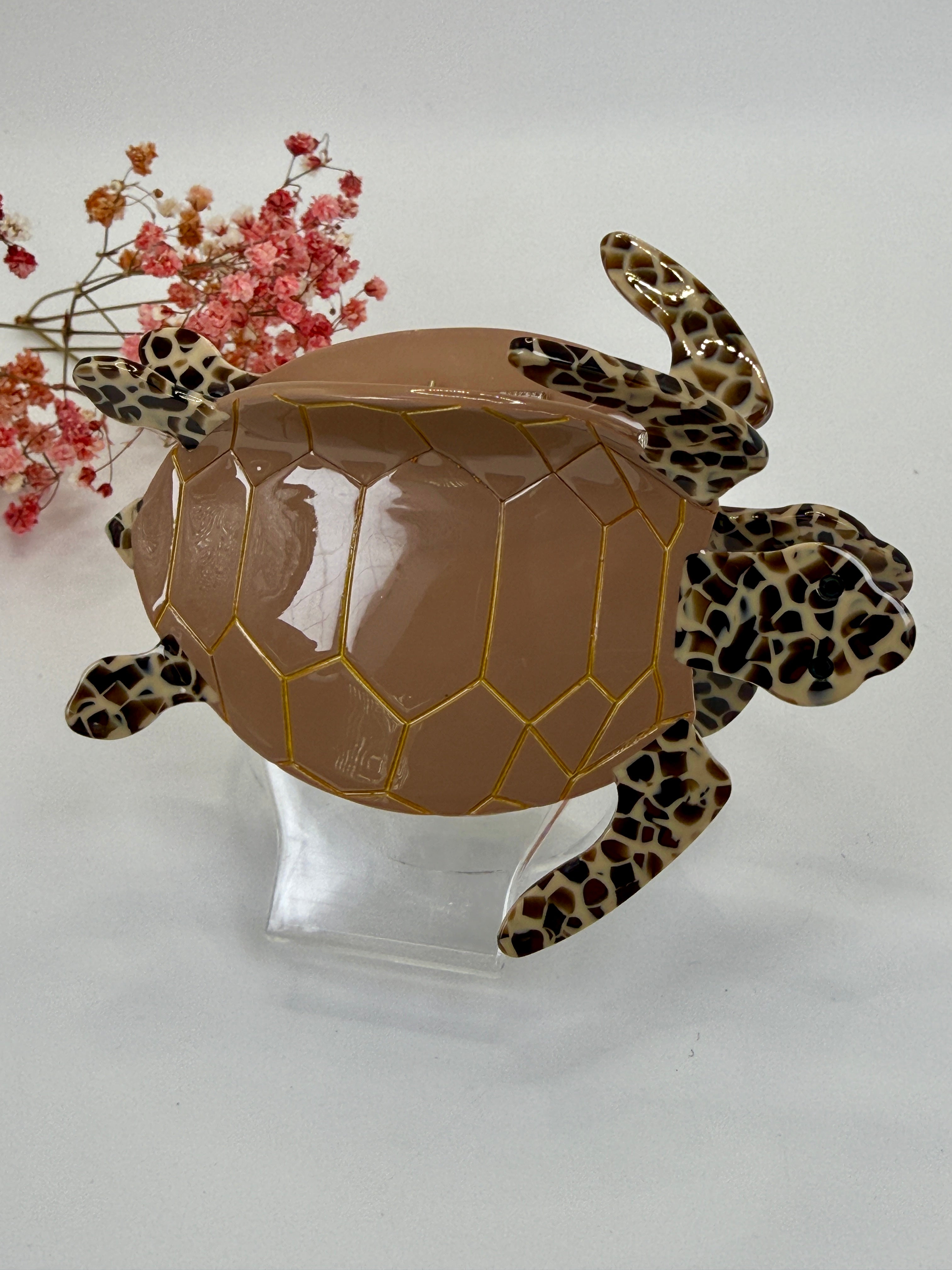 Pince à cheveux tortue marron en résine – 10,5 cm