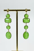 Boucles d’oreilles pendantes vertes en acier inoxydable – 6,5 cm