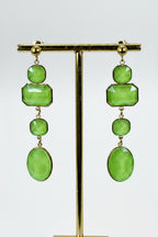 Boucles d’oreilles pendantes vertes en acier inoxydable – 6,5 cm