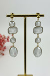 Boucles d’oreilles pendantes blanches en acier inoxydable – 6,5 cm