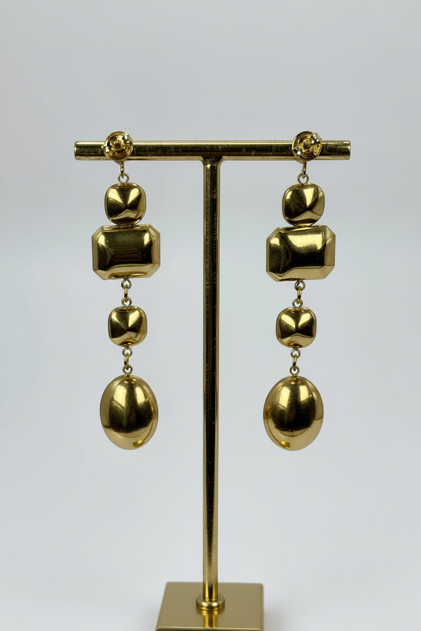 Boucles d’oreilles pendantes bleues en acier inoxydable – 6,5 cm