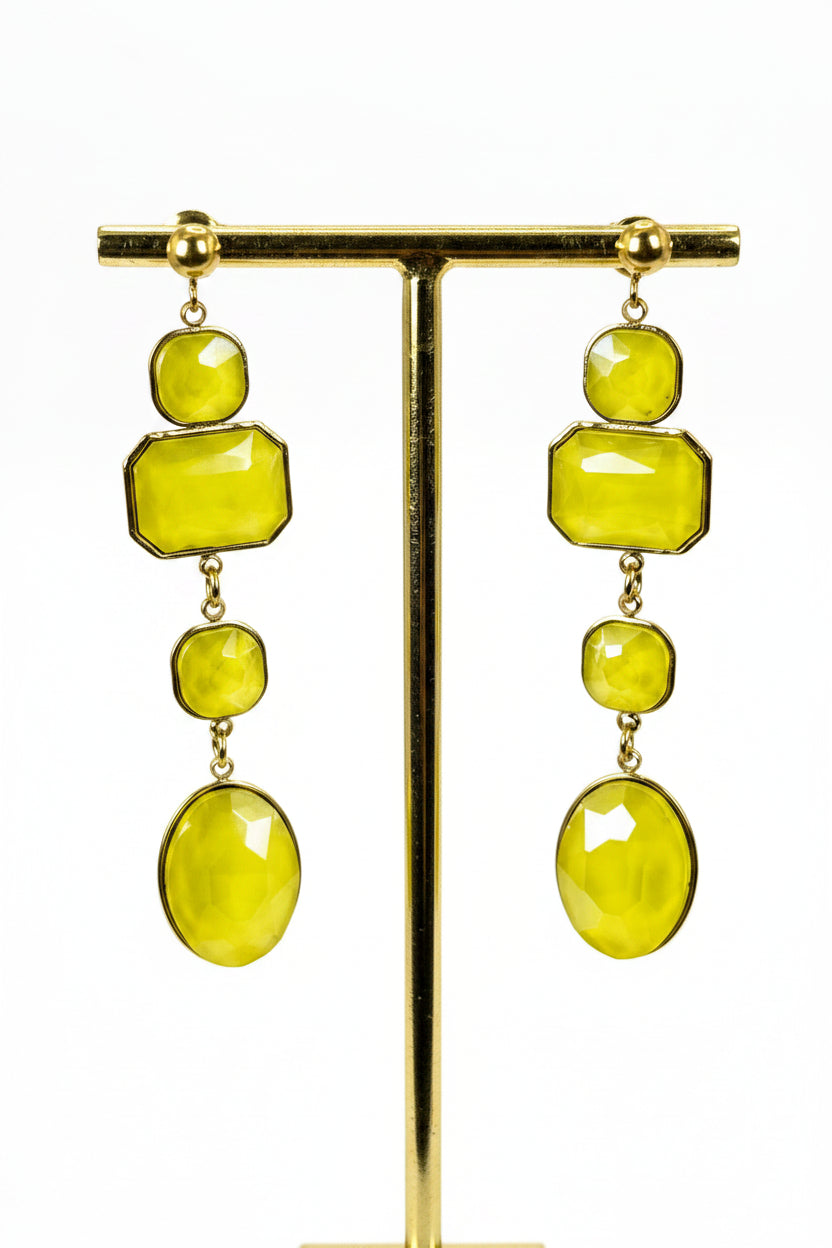Boucles d’oreilles pendantes jaunes en acier inoxydable – 6,5 cm
