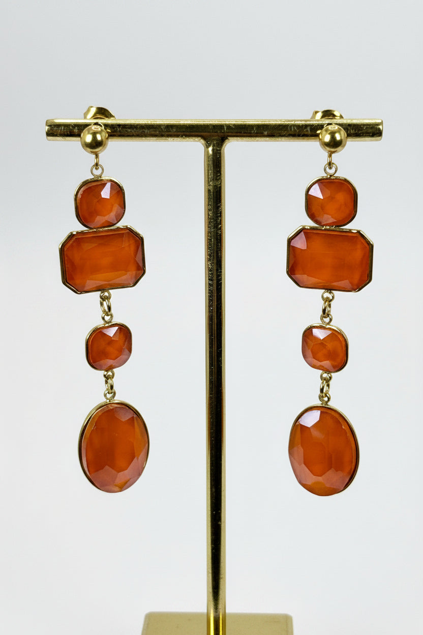Boucles d’oreilles pendantes oranges en acier inoxydable – 6,5 cm