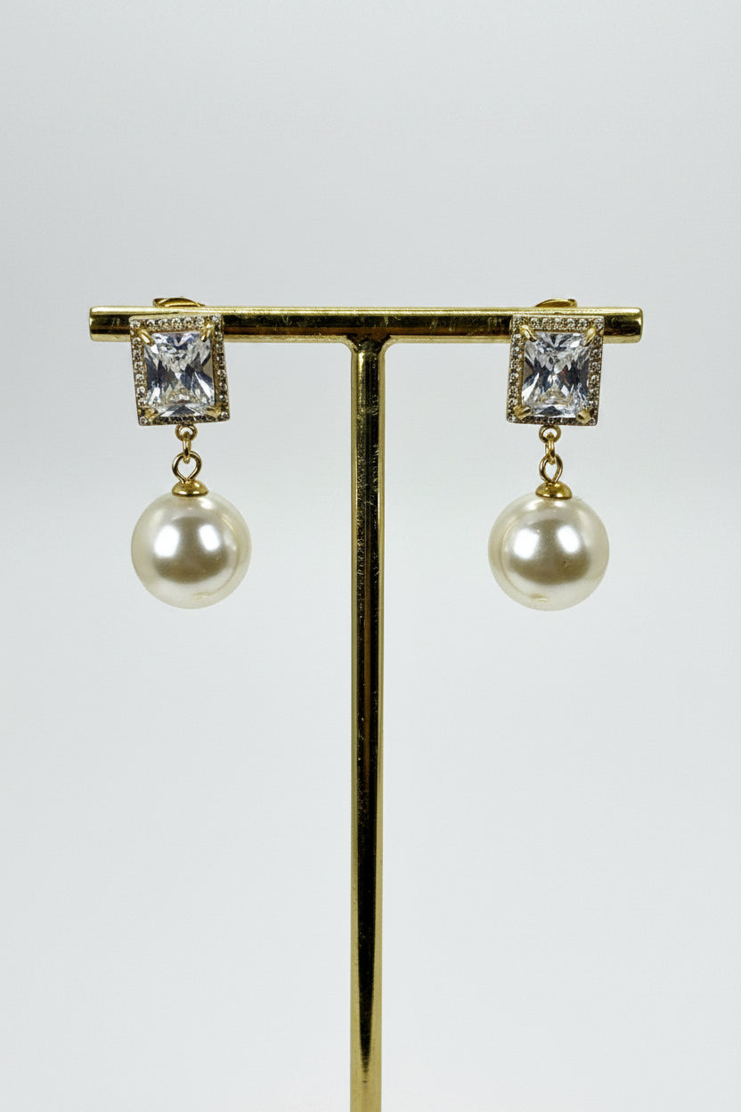 Boucles d’oreilles pendantes perles en acier inoxydable – 3 cm