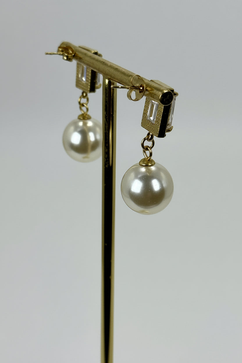 Boucles d’oreilles pendantes perles en acier inoxydable – 3 cm