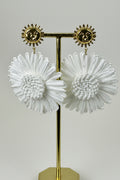 Boucles d’oreilles marguerites blanches ultra-légères – 6 cm