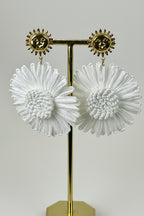Boucles d’oreilles marguerites blanches ultra-légères – 6 cm
