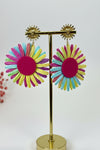 Boucles d’oreilles marguerites multicolores ultra-légères – 6 cm