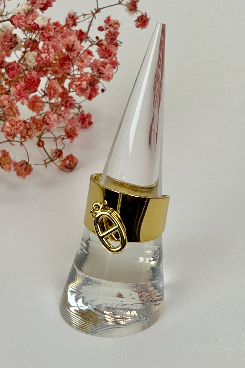 Bague chaîne d’ancre ajustable en acier inoxydable doré