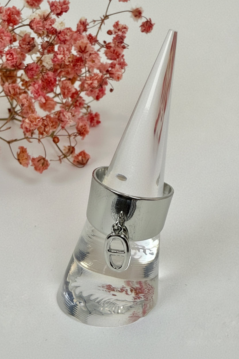 Bague chaîne d’ancre ajustable en acier inoxydable argenté