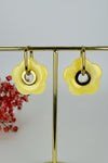 Boucles d’oreilles fleur jaune en acier inoxydable doré