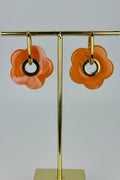 Boucles d’oreilles fleur orange en acier inoxydable doré