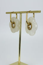 Boucles d’oreilles fleur nacrée blanche en acier inoxydable doré