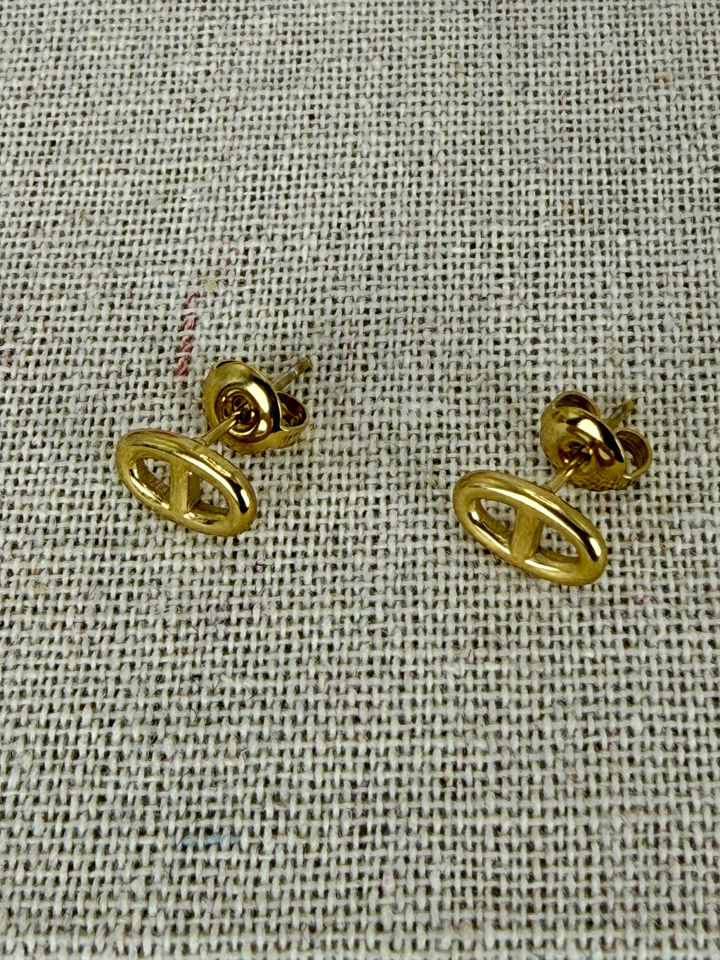 Boucles d’oreilles puces maillon chaîne d’ancre en acier inoxydable – dorées ou argentées