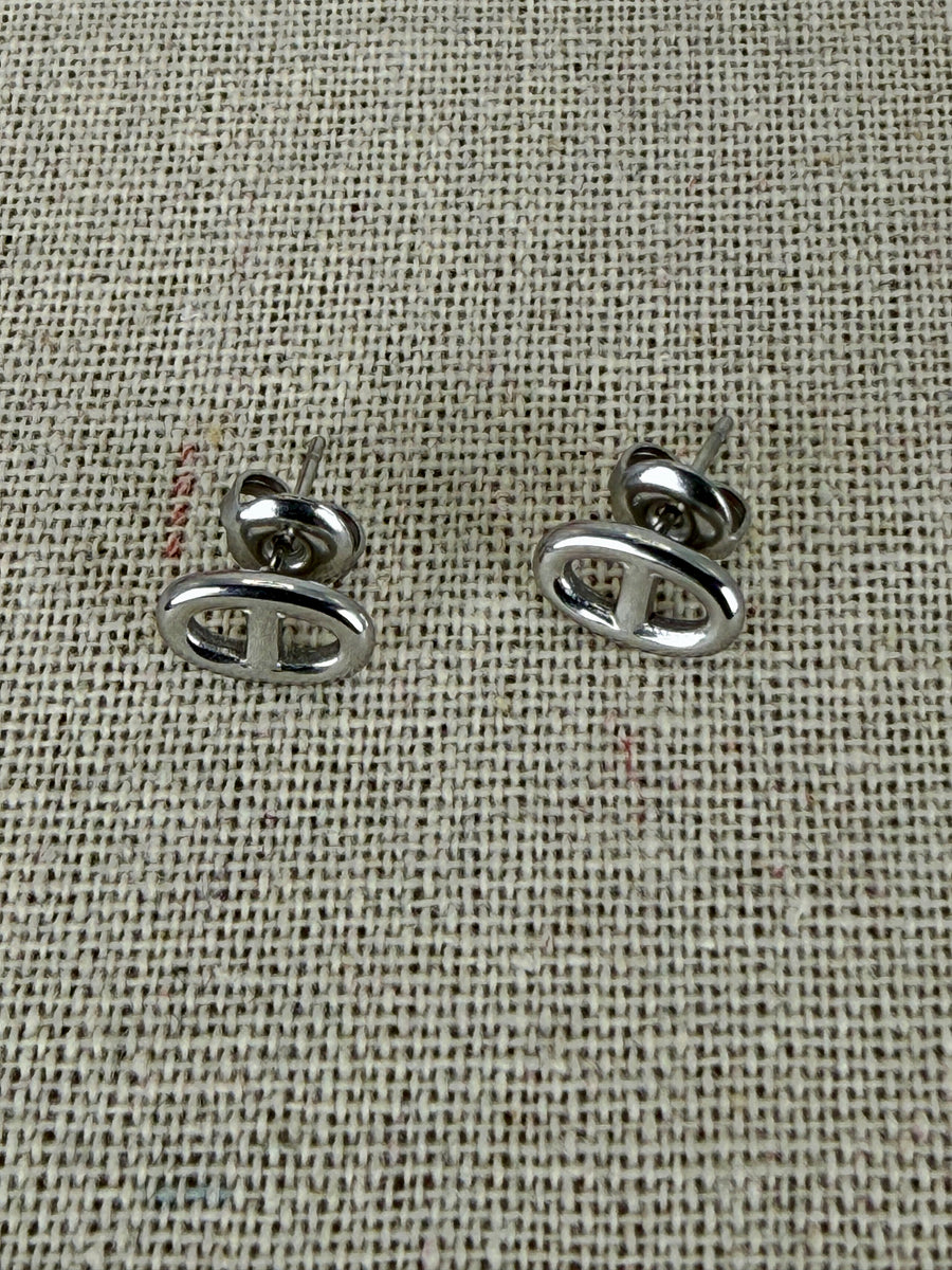 Boucles d’oreilles puces maillon chaîne d’ancre en acier inoxydable – dorées ou argentées