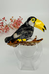 Pince à cheveux toucan noir et jaune en résine – 11,5 cm