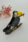 Pince à cheveux toucan noir et jaune en résine – 11,5 cm