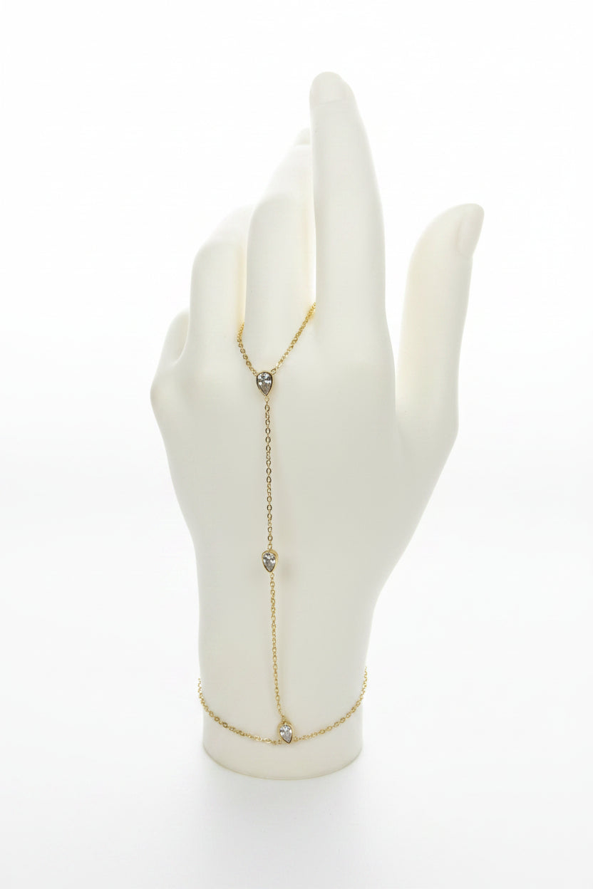 Chaîne de main dorée strass – Acier inoxydable réglable