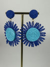 Boucles d’oreilles soleil bleues diamètre 5cm – L’éclat bohème chic de l’été 💙☀️
