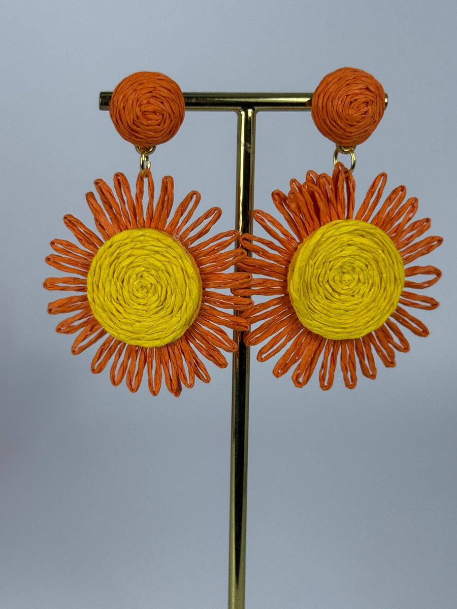 Boucles d’oreilles soleil orange et jaune diamètre 5cm – L’éclat solaire et bohème de l’été 🧡☀️