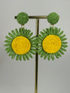 Boucles d’oreilles soleil vertes et jaunes diamètre 5cm – L’accessoire bohème solaire de l’été 💚☀️