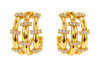 Boucles d'oreilles Mini créoles triple rang dorées et strass – 1,5 cm