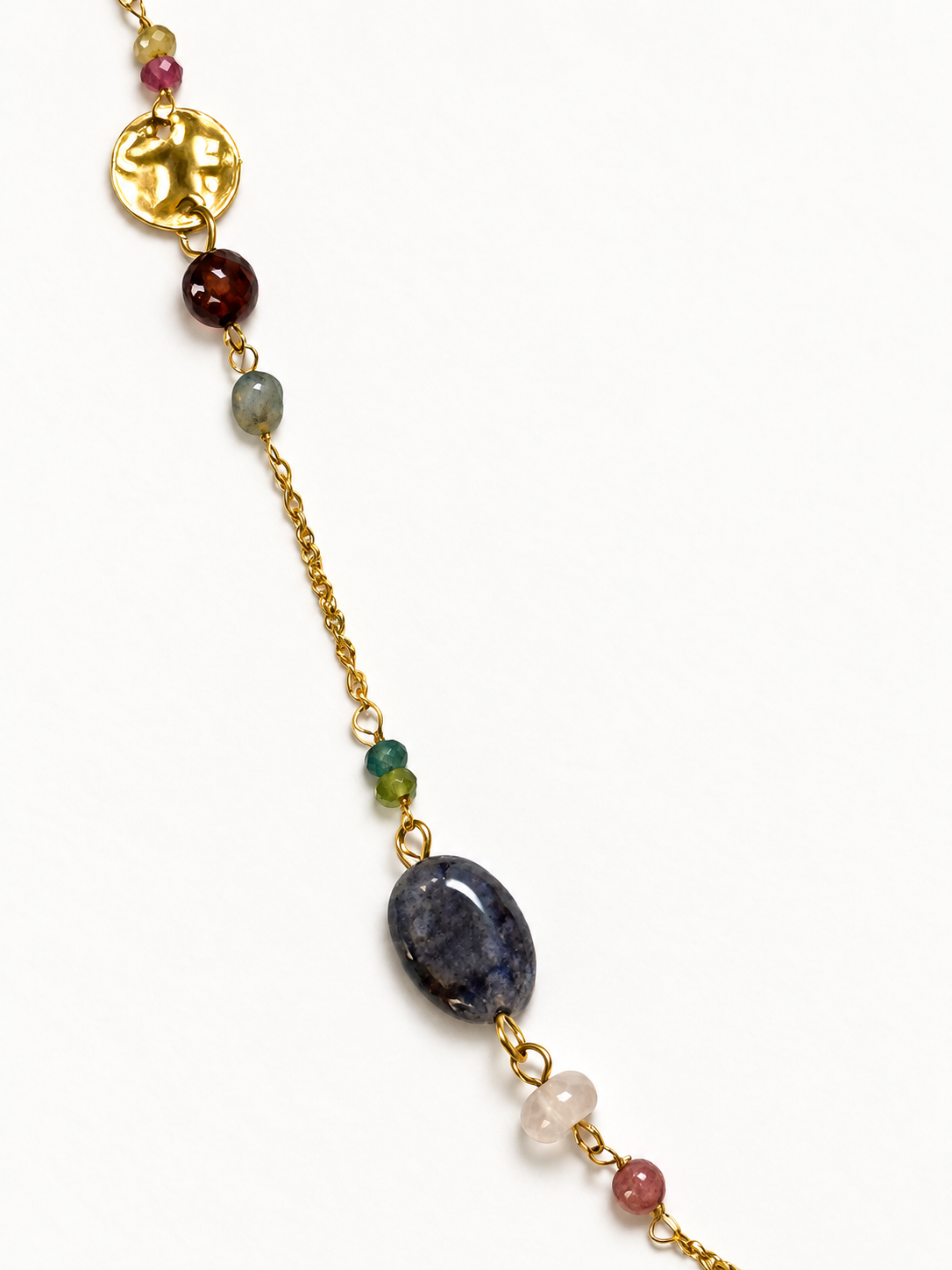 Lange Halskette mit bernsteinfarbenen und cremeweiß marmorierten Perlen – 83 cm + 5 cm