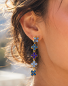 Boucles d’oreilles pendantes Chance bleues en acier inoxydable doré