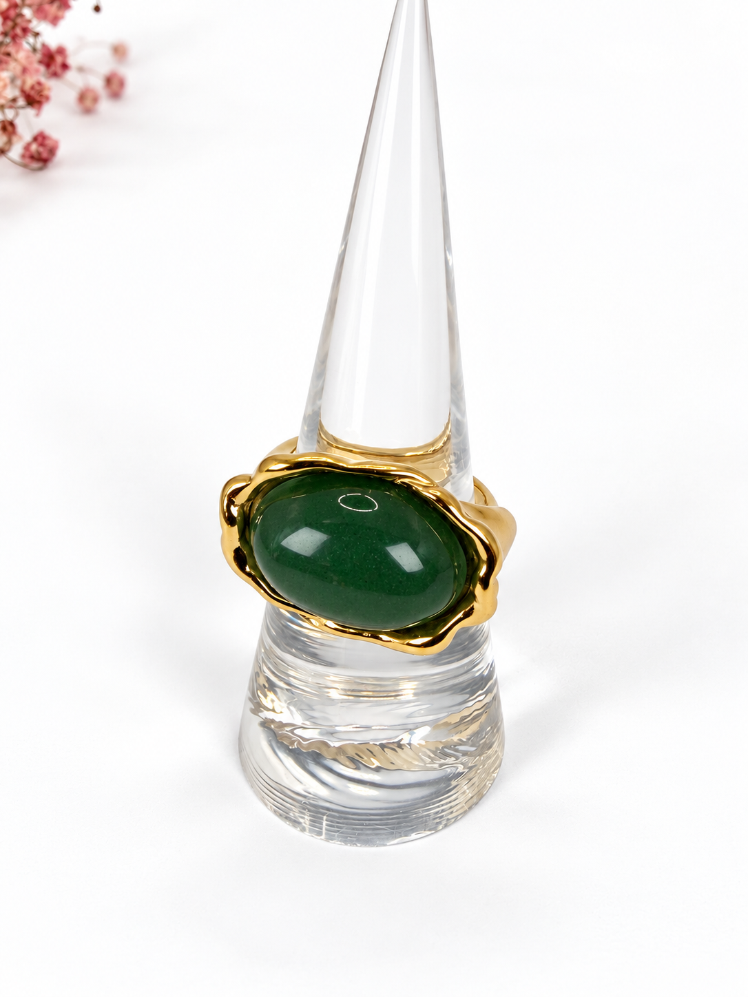 Verstellbarer Ring mit goldenen Blumen aus Edelstahl – Motiv 3 cm