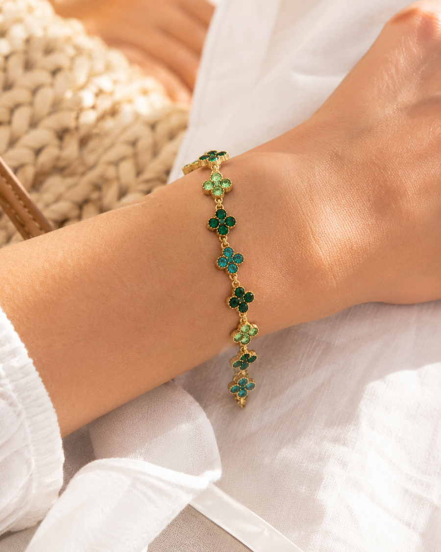 Bracelet Chance vert en acier inoxydable doré