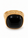 Bague avec pierre en acier inoxydable doré – 5 variantes, motif 2 cm