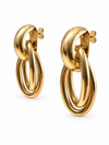 Boucles d’oreilles anneaux ovales entrelacés en acier inoxydable doré – 3,5 cm
