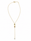 Collier Y trèfles et perle en acier inoxydable – Bijou fin et raffiné