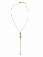 Collier Y trèfles et perle en acier inoxydable – Bijou fin et raffiné