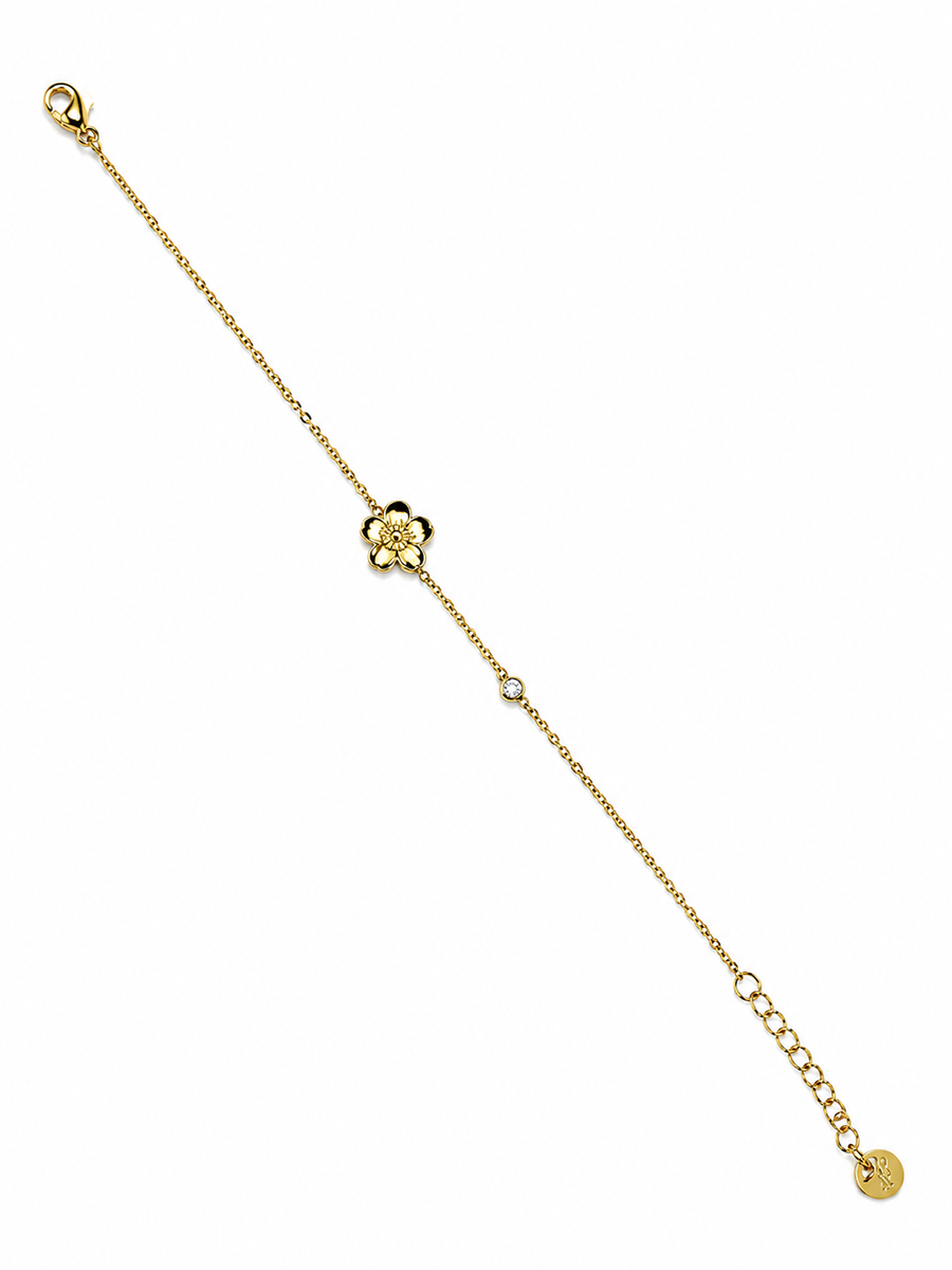Bracelet fin fleur en acier inoxydable doré – bijou femme délicat et tendance