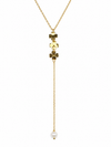 Collier Y trèfles et perle en acier inoxydable – Bijou fin et raffiné