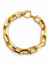 Bracelet maille rectangulaire en acier inoxydable doré – Fermoir T, 18 cm
