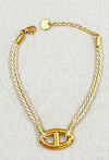 Bracelet chaîne d’ancre en acier inoxydable doré et corde blanche