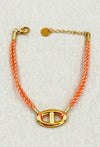 Bracelet chaîne d’ancre en acier inoxydable doré et corde orange