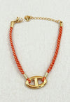Bracelet chaîne d’ancre en acier inoxydable doré et corde rouge