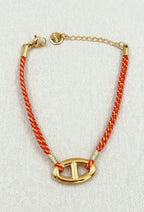Bracelet chaîne d’ancre en acier inoxydable doré et corde rouge