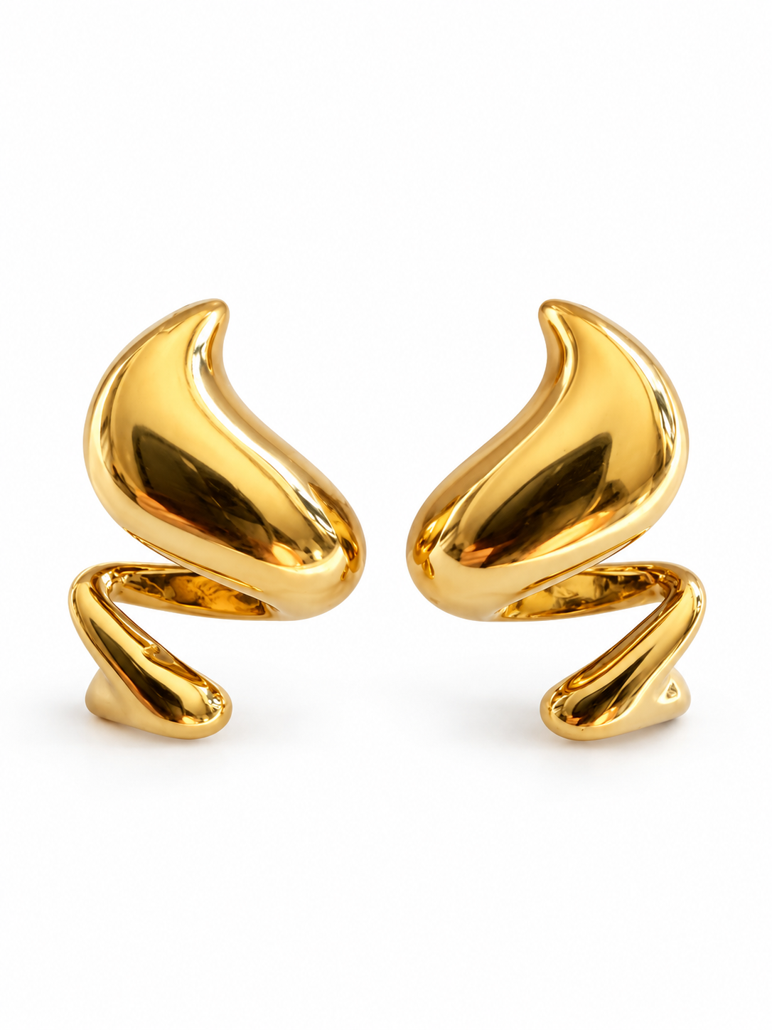 Boucles d’oreilles dorées forme vague en acier inoxydable