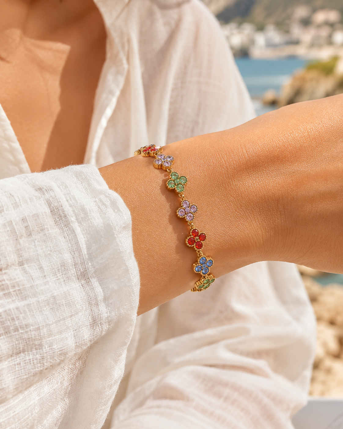 Bracelet Chance multicolore en acier inoxydable doré