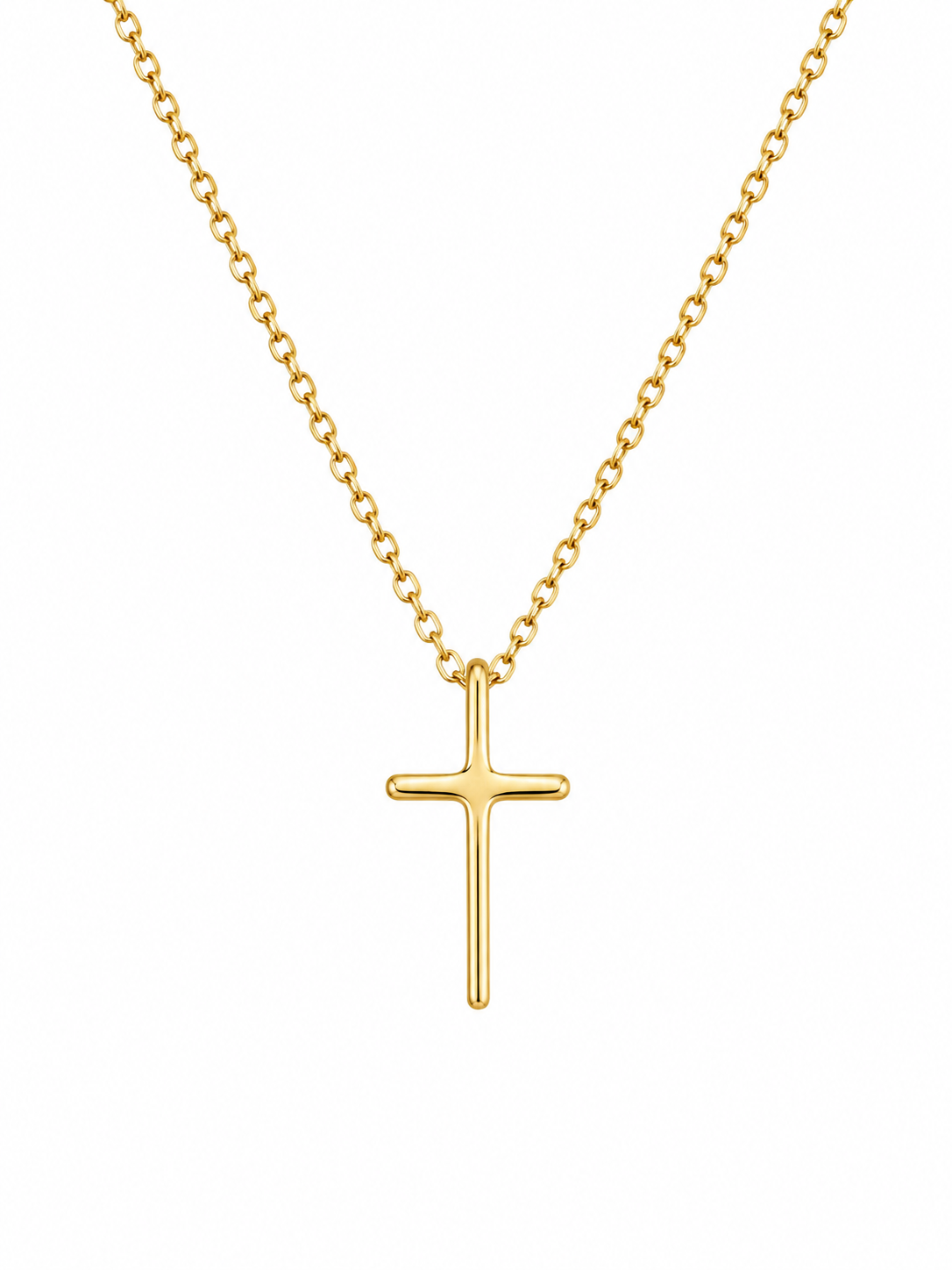 Collier pendentif croix minimaliste en acier inoxydable doré – élégant et intemporel