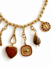 Collier breloques cœur terracotta en acier inoxydable doré