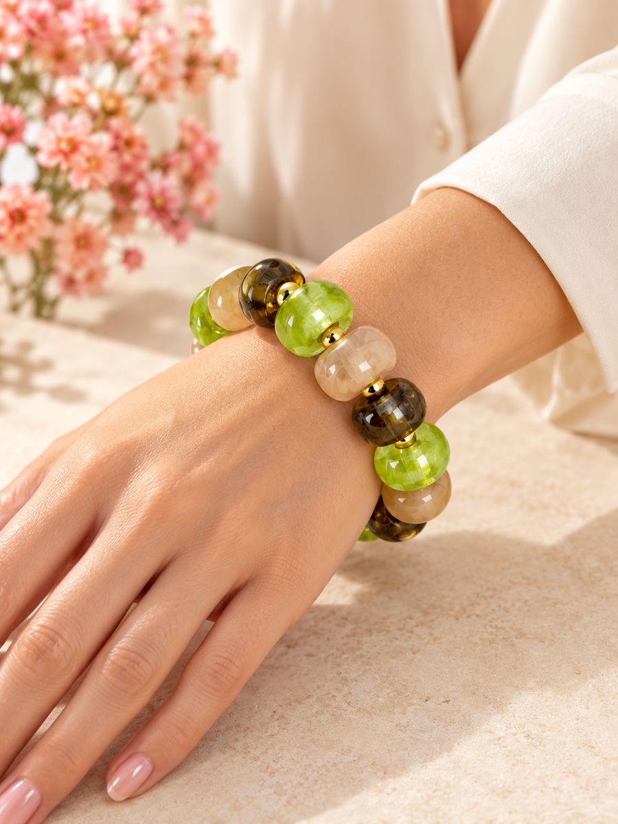 Bracelet à grosses perles colorées – 7 cm - 2 coloris